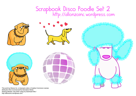 Scrapbook Disco Poodle Set 2 by Allonzo Inc